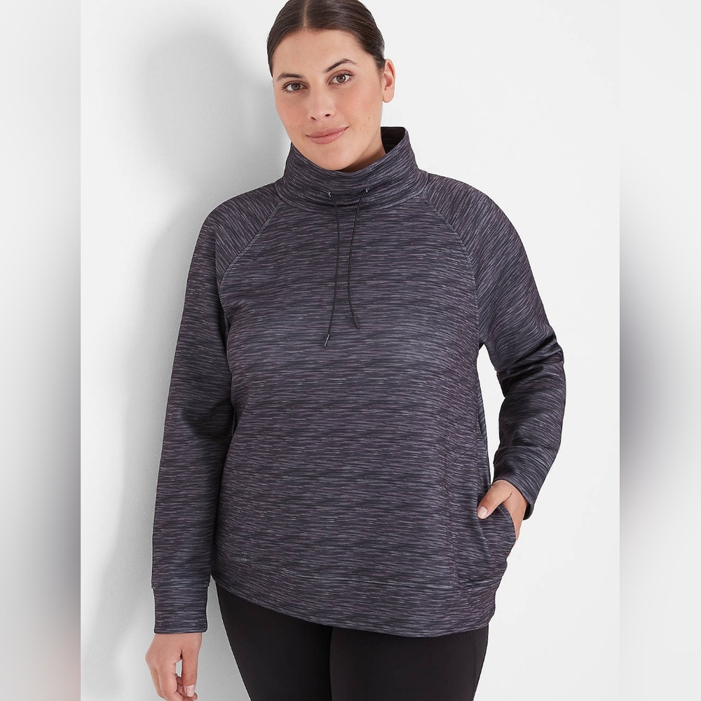 Livi Active Gray Scuba Cowl Neck Pullover Drawstring Sweater Womens Size 18/20